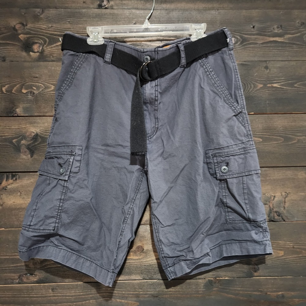 Wear First Mens 36 Ripstop Cargo Shorts Stretch Casual Outdoors Belted Gray - Picture 9 of 9